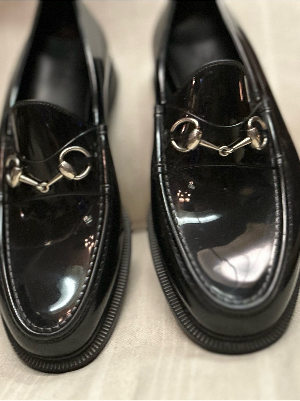 Gucci Black Patent Leather Horsebit Slip-On Loafers - Picture 6 of 6